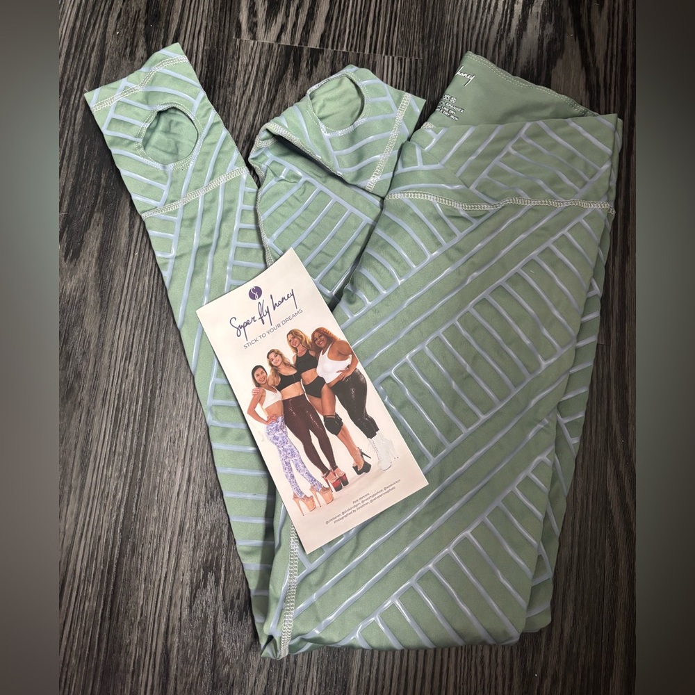 Green Striped Leggings